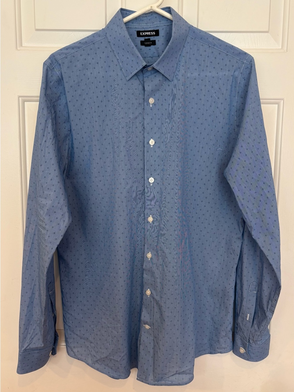 Express Men's Blue Pinstripe Button Down Long Sleeve Extra Slit Fit Shirt L